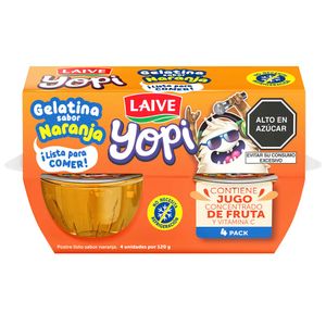 Gelatina Lista LAIVE Yopi Sabor a Naranja Paquete 4un