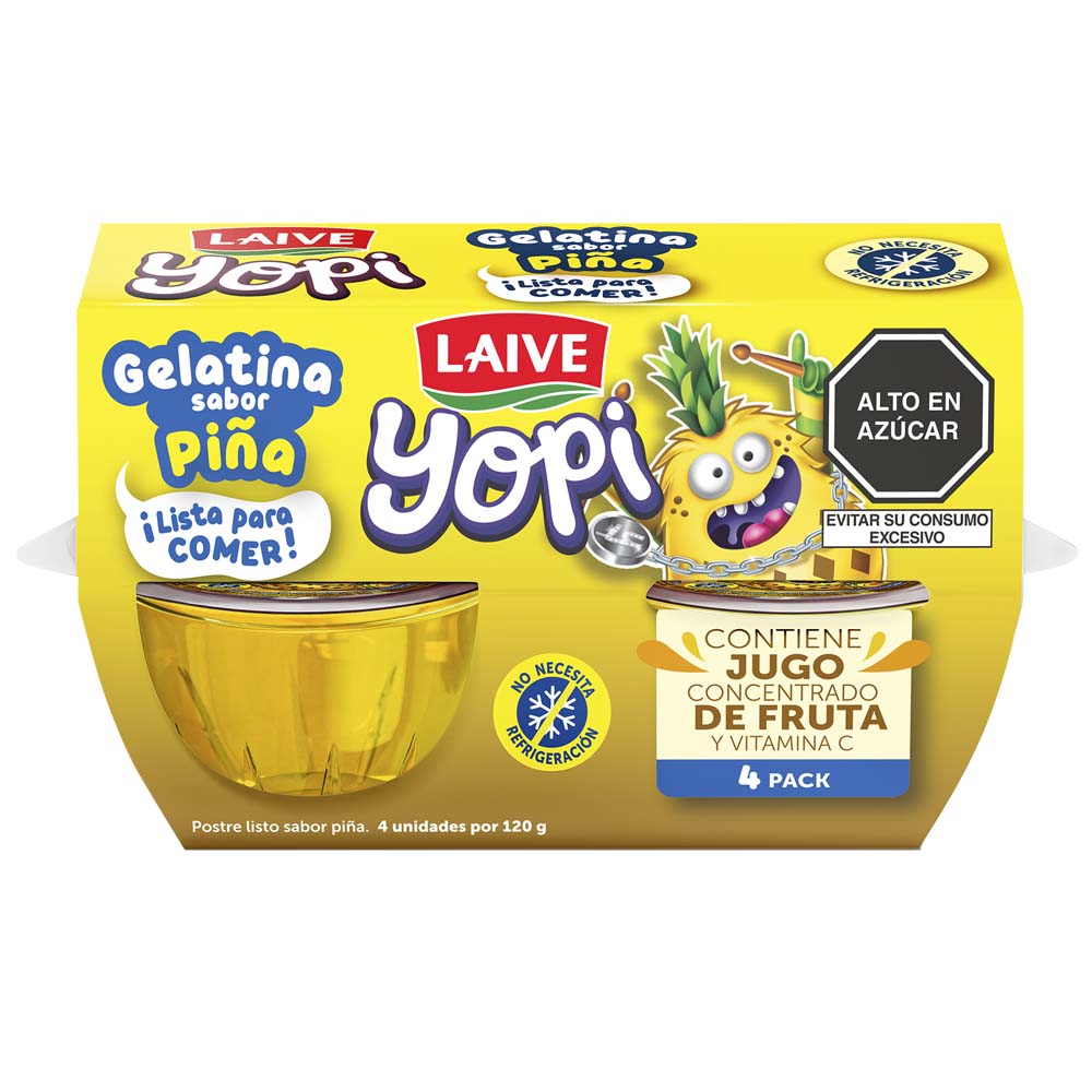 Gelatina Lista LAIVE Yopi Sabor a Piña Paquete 4un - Real Plaza