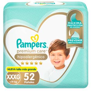 Pañales PAMPERS Premium Care Hipoalergénico Talla XXXG 52un
