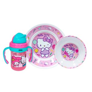 Set Melamine HELLO KITTY con Botella 3pz
