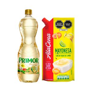 Pack Aceite Vegetal PRIMOR Premium Botella 900ml + Mayonesa ALACENA Doypack 475g