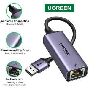 Adaptador USB 3.0 a Rj45 UGREEN GIGABIT Lan Ethernet 1,000 MBPS Red