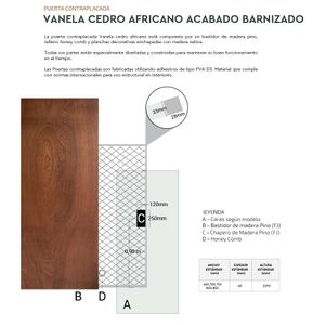 Puerta de Interior HDF/Pino Lisa Africano 4x80x207cm Dimfer