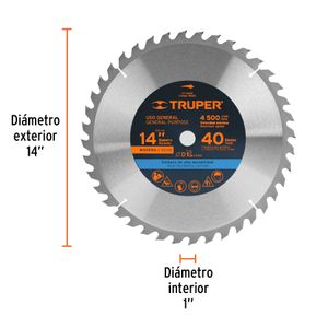 Disco para Sierra de Mesa 14" 40 Dientes Truper 18322