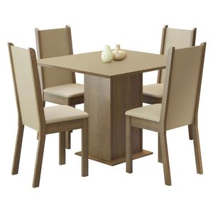 Juego de Comedor Alana con 4 Sillas Marrón/Crema/Perla