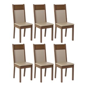 Juego de 6 Sillas 4280 Marrón/Crema/Sintético Beige