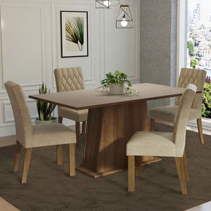 Juego de Comedor Ashley con 4 Sillas Marron/Crema/Imperial