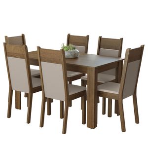 Juego de Comedor Bahamas con 6 Sillas Marron/Crema/Beige