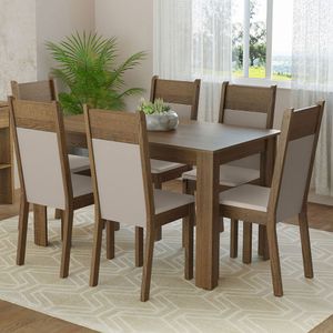 Juego de Comedor Bahamas con 6 Sillas Marron/Crema/Beige
