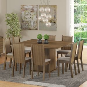 Juego de Comedor Clarice con 8 Sillas Marron/Beige