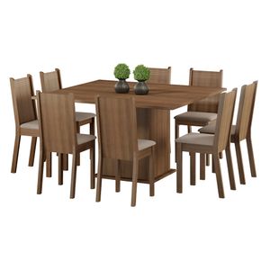 Juego de Comedor Clarice con 8 Sillas Marron/Beige