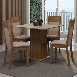 Juego de Comedor Claire con 4 Sillas Marron/Crema/Beige