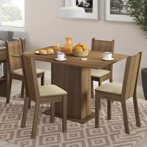 Juego de Comedor Lexy con 4 Sillas Marron/Sintetico Beige