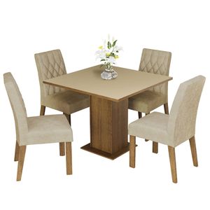 Juego de Comedor Livia con 4 Sillas Marrón/Crema/Imperial
