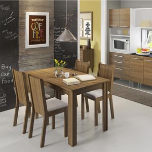 Juego de Comedor Rosie con 4 Sillas Marron/Beige