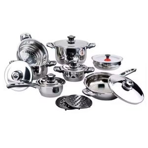 Set de Ollas Suprema 16 Piezas Acero Inoxidable Premium SU-666-16PCS