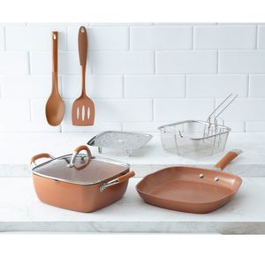Set Behome De Olla Y Sartén x7 Copper