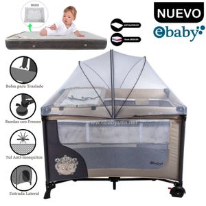 Cuna Corral Ebaby Con Cambiador Happy Dream Beige y Colchón