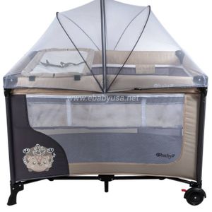 Cuna Corral Ebaby Con Cambiador Happy Dream Beige y Colchón