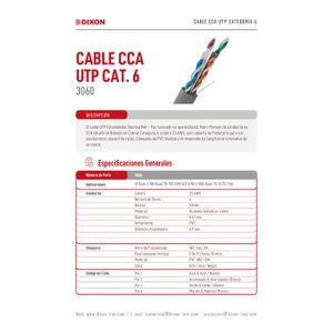 Rollo de Cable Utp Cat6 23 Awg 305m Serie 3060 Aleacion Interior