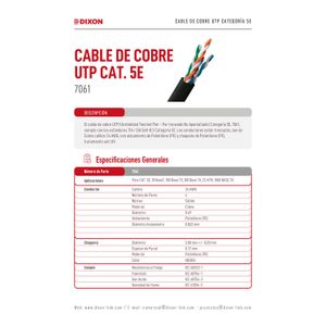 Rollo de Cable Utp Categoria 5e 24 Awg 305m Serie 7061 Exterior