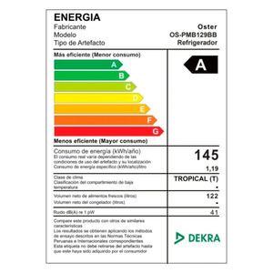Frigobar 122 Lt Oster OS-PMB129BB Negro