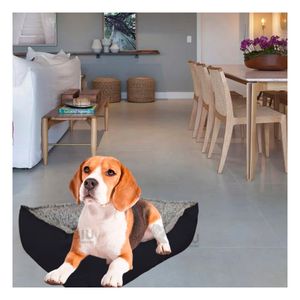 Cama para Mascota Ligero de Acolchado Cuadrado Talla M Negro