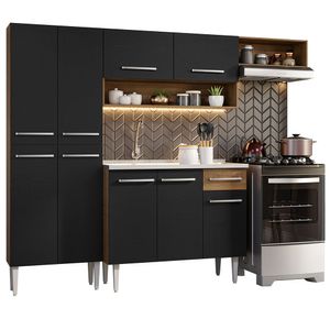 Cocina Integral 229cm con Fregadero Marron/Negro Emilly 12