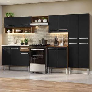 Cocina Integral 293cm con Fregadero Marron/Negro Emilly 09