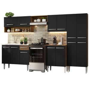 Cocina Integral 293cm con Fregadero Marron/Negro Emilly 09