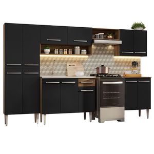 Cocina Integral 293cm con Fregadero Marron/Negro Emilly 08