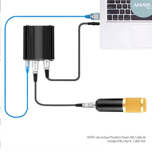 Phantom Power 48V para micrófono condensador de estudio