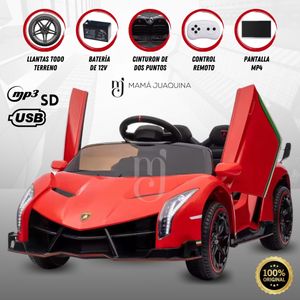 Carro a Batería con Pantalla Era Lambo Rojo