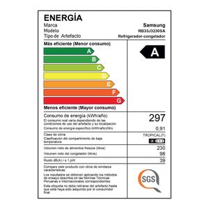 Refrigeradora SAMSUNG 328L No Frost RB33J3230SAPE Silver
