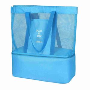 Bolso De Playa Celeste Con Zona Cooler Cool Bags Celeste