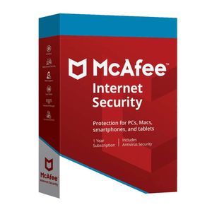 Antivirus digital Mcafee Internet Security - 3 PC, 1 año