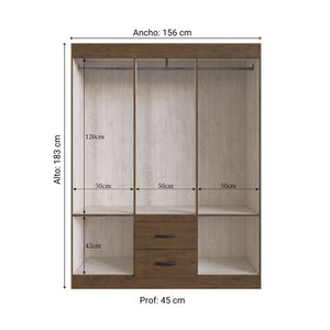Ropero Siena 6 Puertas 2 Cajones MDP Amarula