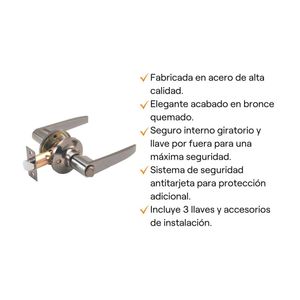 Manija para dormitorio recta Werken Bronce Quemado