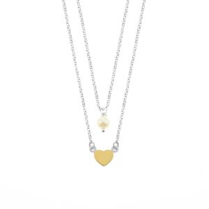 Collar Goldensil Perla Corazon Plata 925
