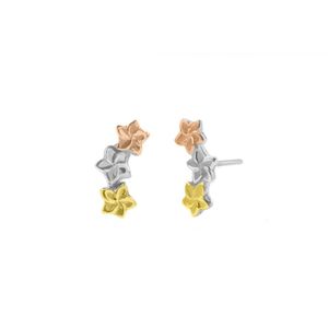 Aretes  Petalos 3 Colores  plata 925