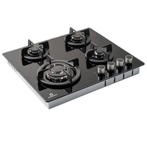Cocina Encimera Empotrable de 4 Hornillas a Gas Indurama EGI-604VDNEG Negro