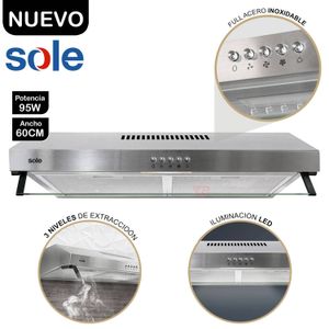 Campana Extractora de 60cm Sole TURE15C0V2 Acero Inoxidable