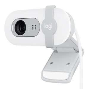 Cámara web Logitech Brio 100 FHD, conexión USB, micrófono integrado, obturador de privacidad, cable 1.5 metros, blanco