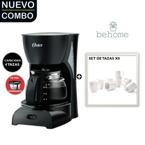 Cafetera Oster 4 tazas BVSTDCDR5B+Set De Tazas Behome Eleganza X 8