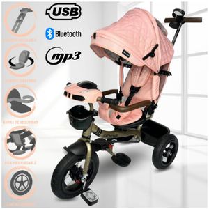 Triciclo Guiador 3 en 1 Fort Premium USB Rosado