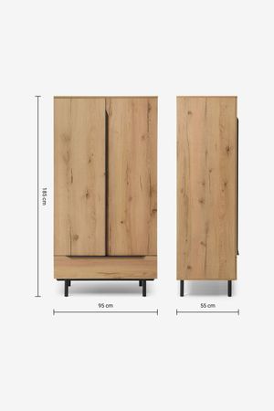 Ropero Clásico Bruce color Haya 2 puertas 1 cajón TU MESITA