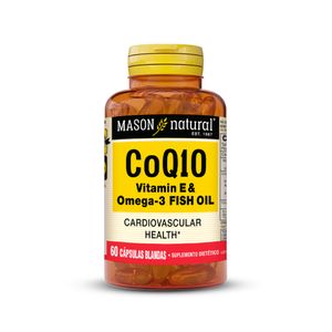 CoQ10 Vitamina E y Omega 3 Fish Oil Mason Natural 60 Cápsulas Blandas