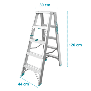 Escalera Tijera Doble Acceso 5 Peldaños Soporta 150Kg Total THLAD01051