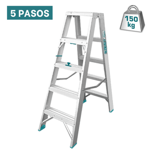 Escalera Tijera Doble Acceso 5 Peldaños Soporta 150Kg Total THLAD01051