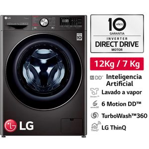 Lavaseca LG Carga Frontal WD12BVC2S6C 12Kg/7Kg Negro